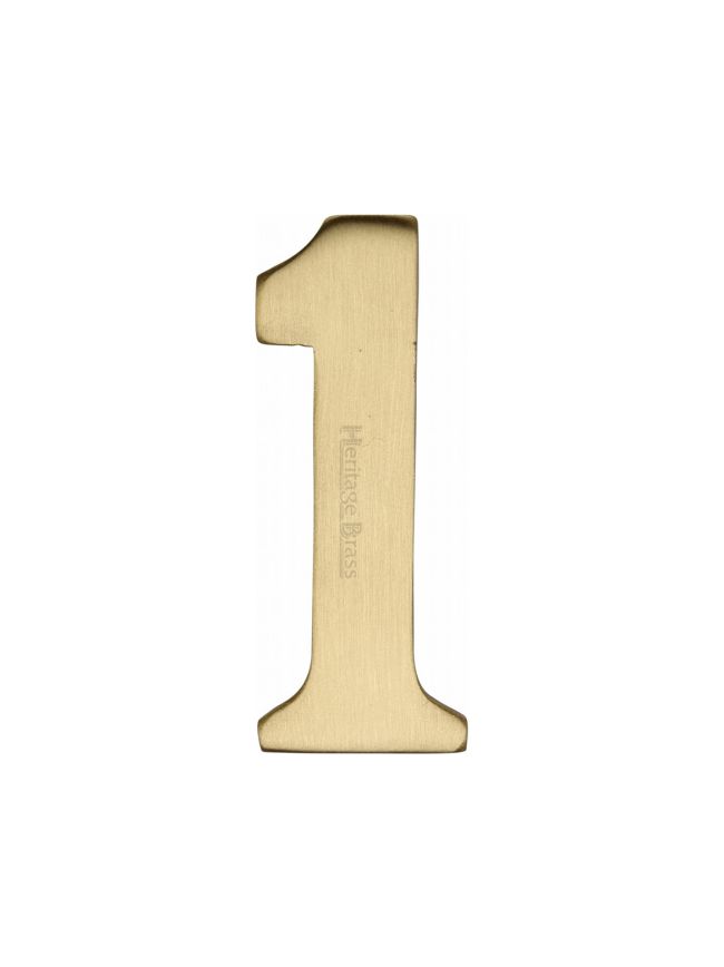 Heritage Brass Numeral 1 Self Adhesive 51mm (2") Satin Brass finish
