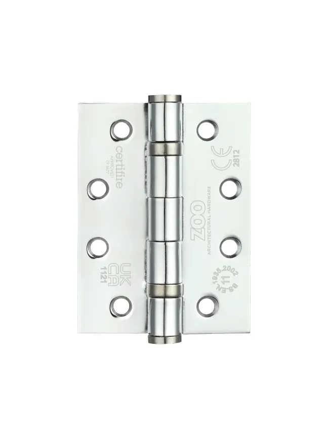 Zoo Hardware Ball Bearing Hinge - Steel 102 x 76 x 3mm - Polished Chrome