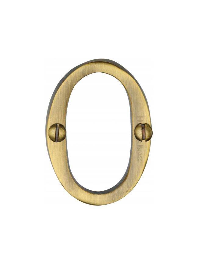 Heritage Brass Numeral 0 Face Fix 51mm (2") Antique Brass finish