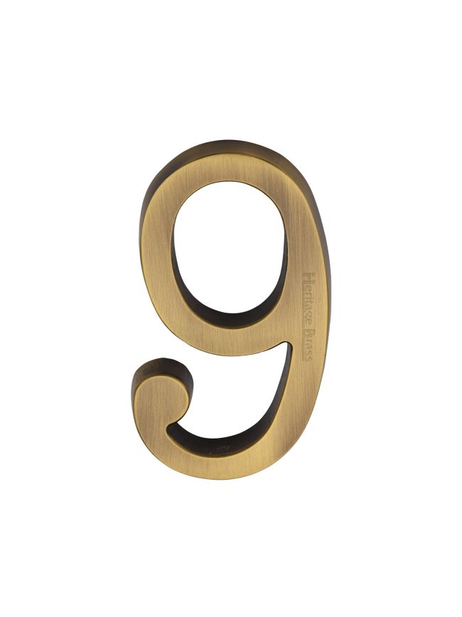 Heritage Brass Numeral 9 Concealed Fix 76mm (3) Antique Brass finish