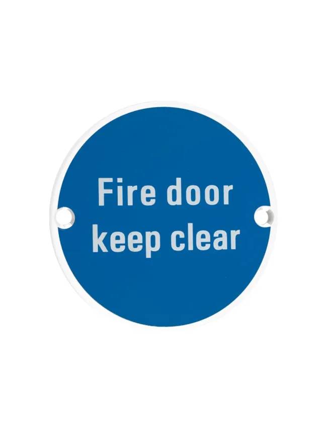 Zoo Hardware Fire Door Keep Clear - 76mm dia - White