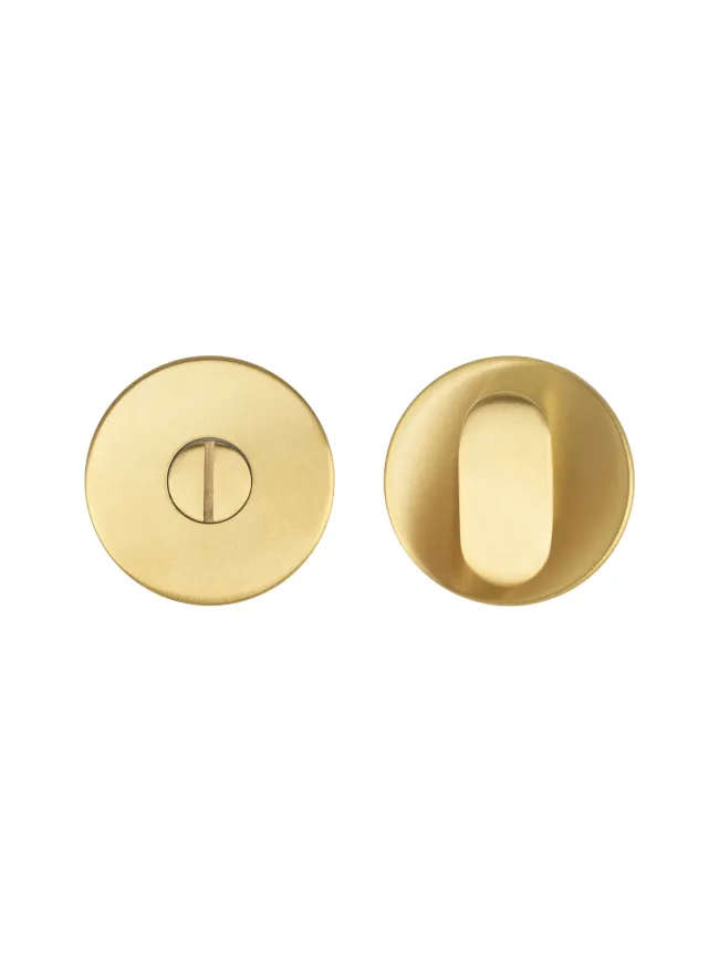 Zoo Hardware Peanut Turn and Release complete with escutcheons & 5mm Spindle - Grade 201 - PVD Satin Brass