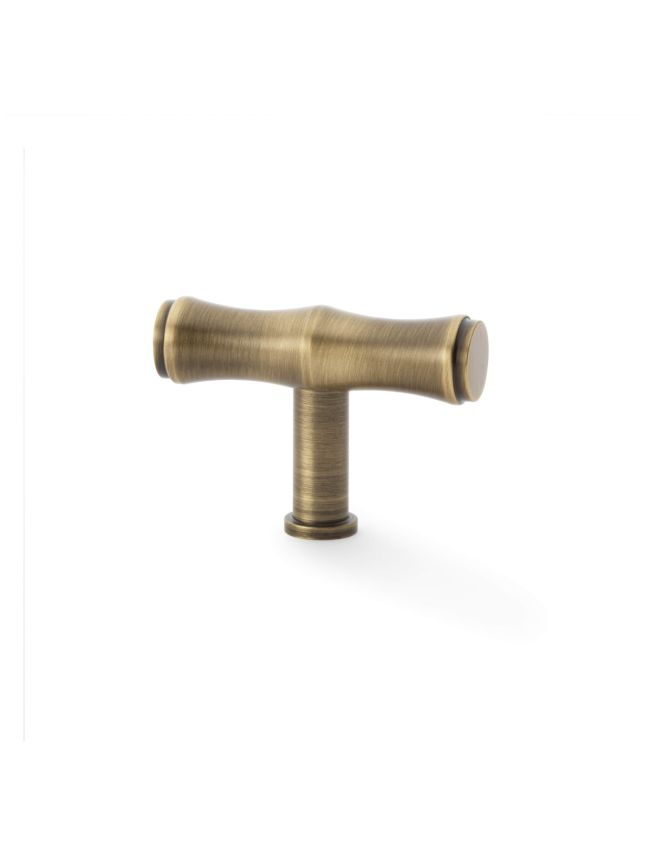 Alexander & Wilks - Crispin Bamboo T-bar Cupboard Knob - Antique Brass