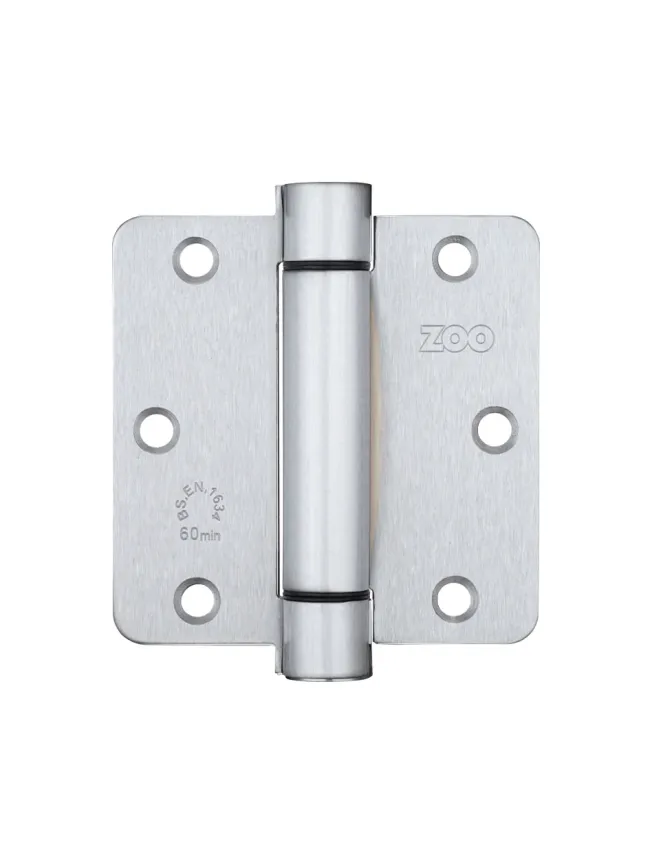 Zoo Hardware Spring Hinge Plus Slave Pack - Radius - 3.5"x3.5"x2.5 - Polished Chrome (Contains 2 Spring and 1 Unsprung Hinge) - Satin Chrome