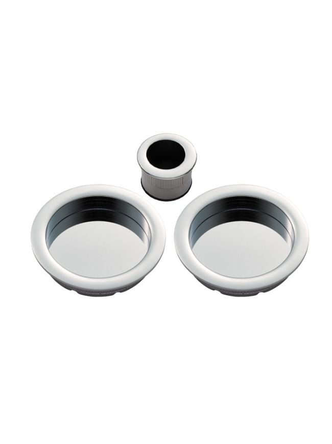 Sliding Door Rose With Flush Pull - Polished Chrome