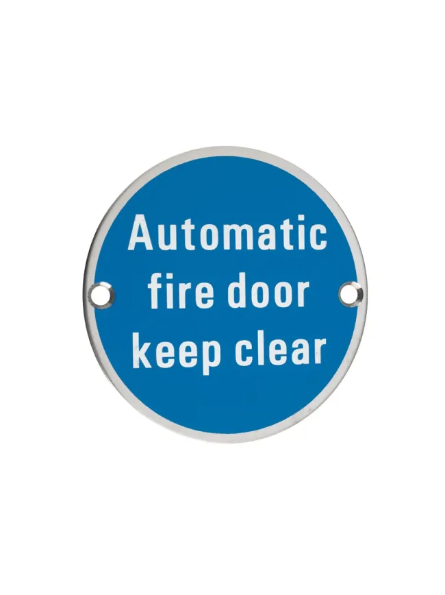 Zoo Hardware Automatic Fire Door Keep Clear - 76mm dia - Stainless Steel