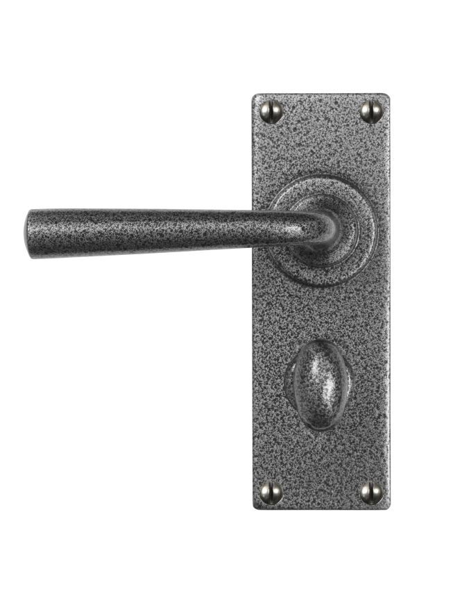 Pastow Lever Handle on Backplate (Bathroom - Left Hand)  - Forged Steel