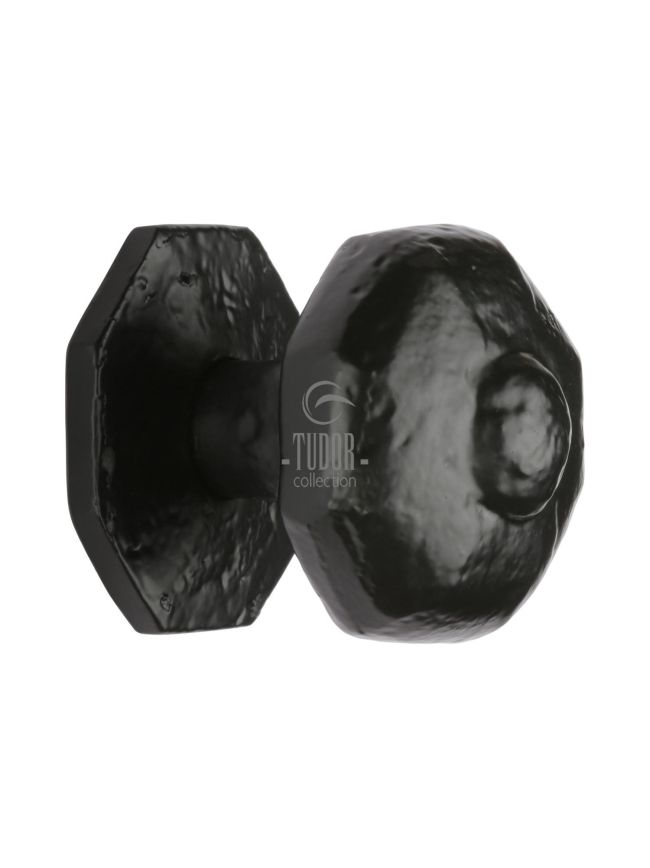 The Tudor Octagon Centre Door Knob Black Iron