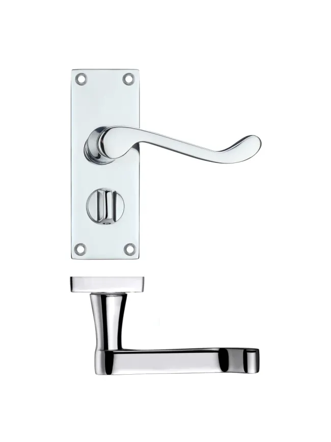 Zoo Hardware Project Victorian scroll lever on privacy backplate -114mm x 40mm - Polished Chrome