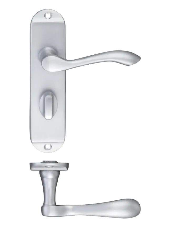 Zoo Hardware Arundel Lever Bathroom (57mm c/c) Furniture - Short Plate - Satin