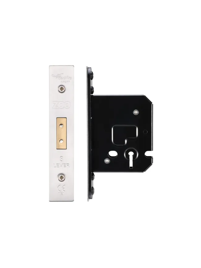 Zoo Hardware 3 Lever Dead Lock - 64mm C/W PVD Forend and Strike - Satin Stainless
