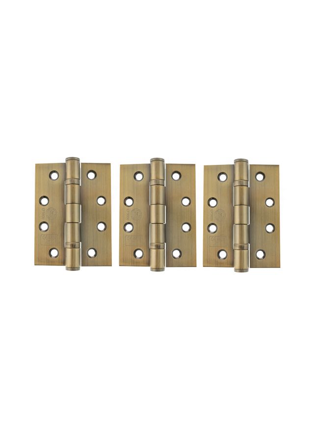 Atlantic Ball Bearing Hinges Grade 13 Fire Rated 4" x 3" x 3mm - Antique Brass (Set of 3)