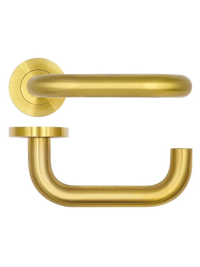 Zoo Hardware Maggiore Lever on Round Rose - PVD Satin Brass