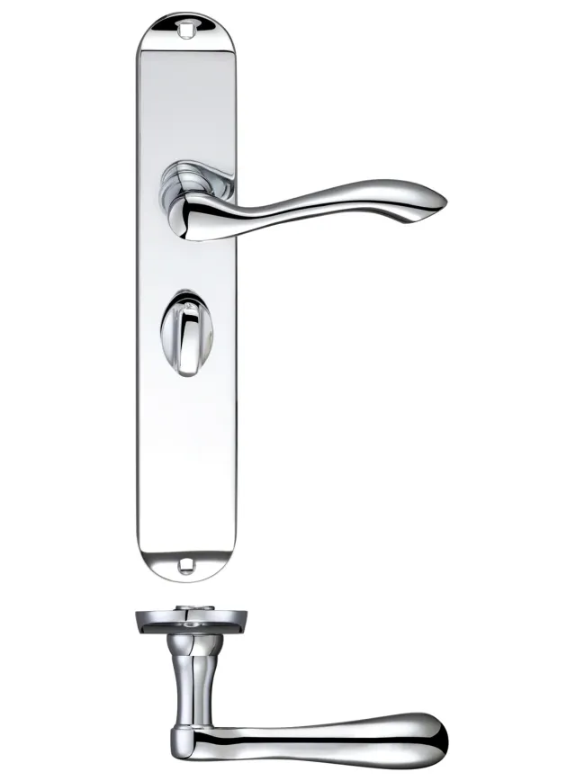 Zoo Hardware Arundel Lever Bathroom (57mm c/c) Furniture - Long Plate - Polished Chrome