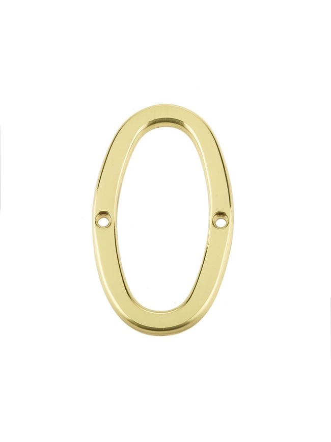 Jedo 75mm Screw Fix Numerals Polished Brass No. 0 - By Frelan Hardware - JN-0