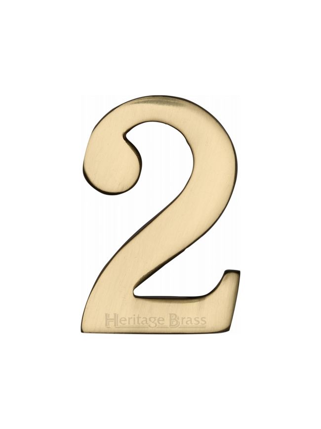 Heritage Brass Numeral 2 Self Adhesive 51mm (2") Polished Brass finish