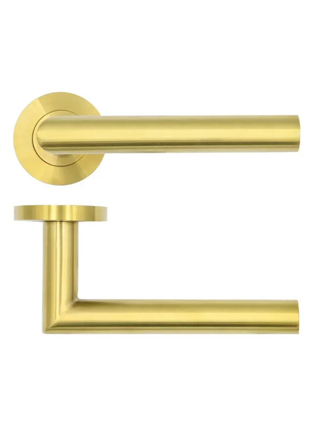 Zoo Hardware Lugano Lever on Round Rose - PVD Satin Brass