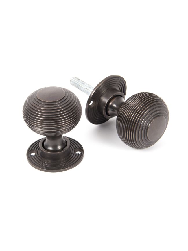 Aged Bronze Heavy Beehive Mortice/Rim Knob Set