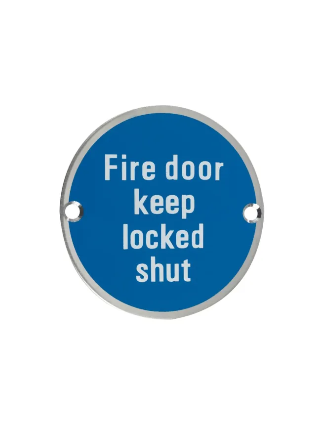Zoo Hardware Fire Door Keep Locked Shut - 76mm dia - Satin Stainless