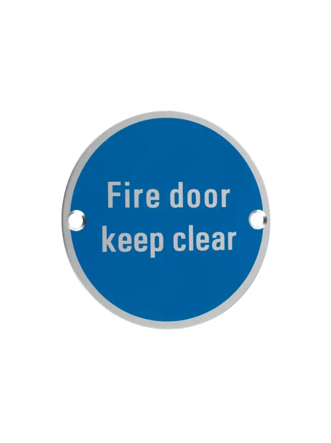 Zoo Hardware Signage - Fire Door Keep Clear - Satin Aluminium