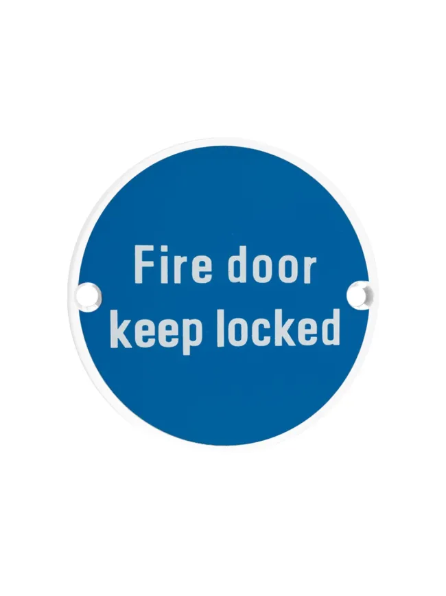 Zoo Hardware Fire Door Keep Locked - 76mm dia - White