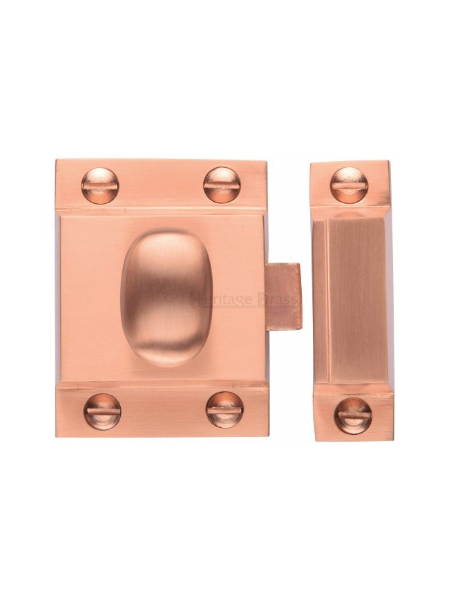 Heritage Brass Cupboard Latch with Oval Turn Satin Rose Gold Finish