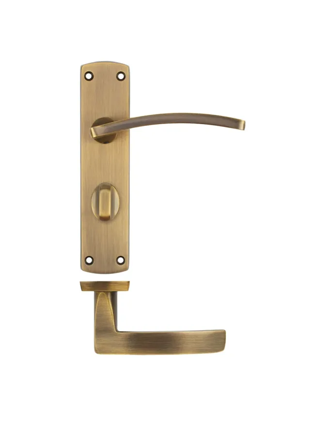 Zoo Hardware Toledo lever on bathroom backplate - Antique Brass