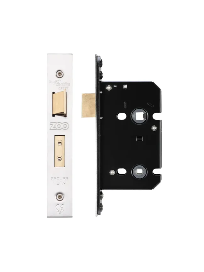 Zoo Hardware Bathroom Lock - 64mm C/W PVD Forend and Strike - Satin Stainless
