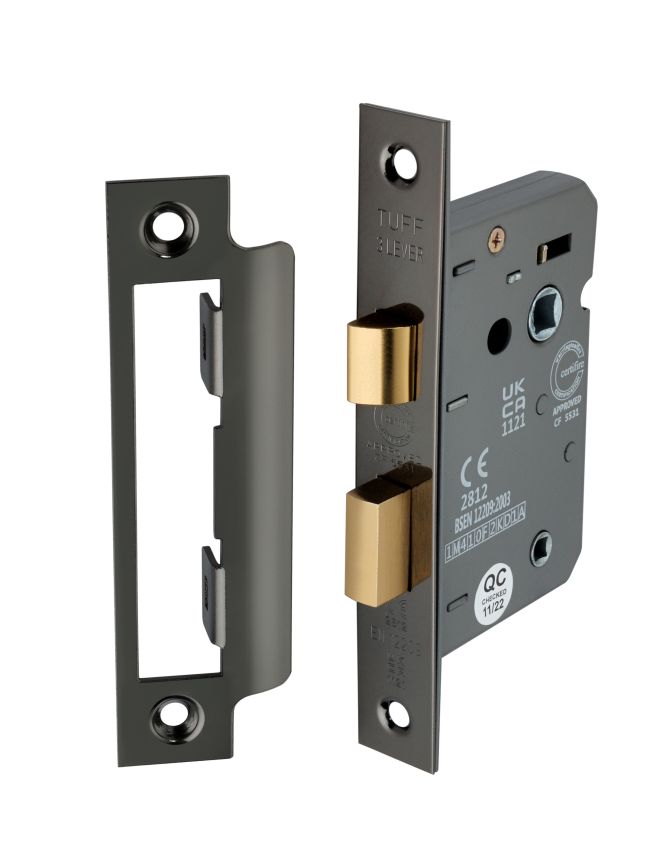 2.5" CE 3 Lever Bathroom Lock FD60 - Black Nickel