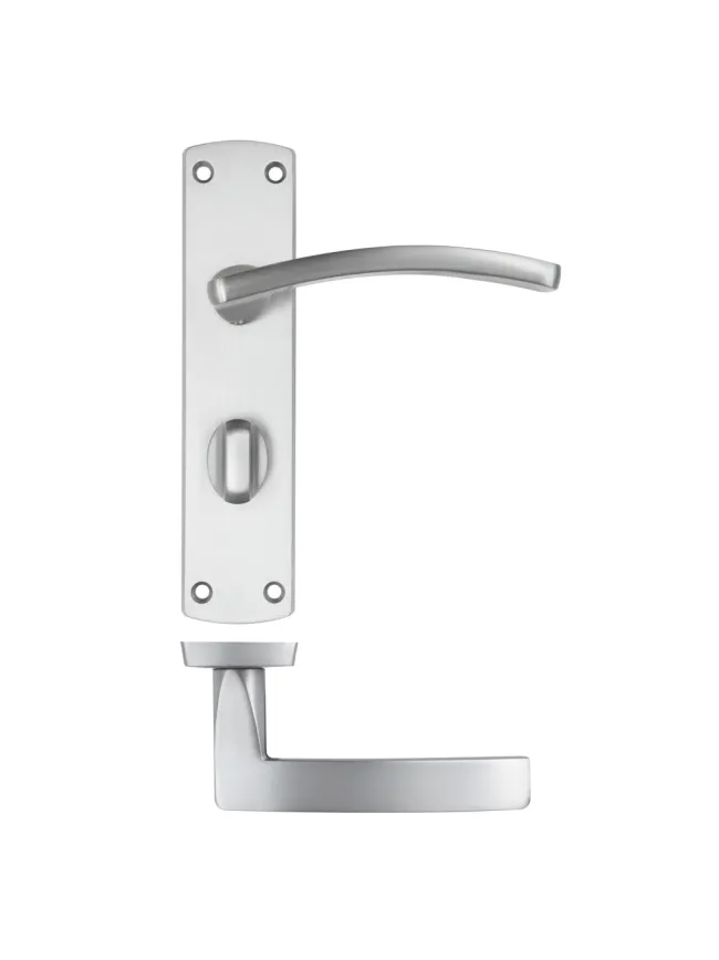 Zoo Hardware Toledo lever on bathroom backplate - Satin Chrome