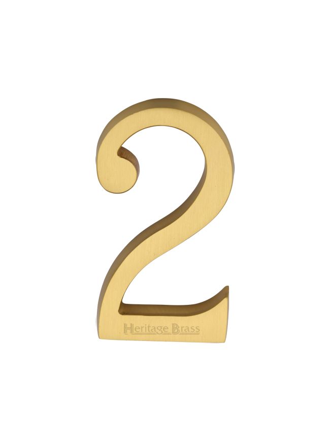 Heritage Brass Numeral 2 Concealed Fix 76mm (3") Satin Brass finish