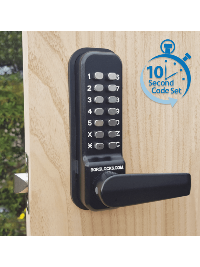 Borg BL4401 MG Pro ECP - Easicode Pro, Marine Grade Lever Keypad, Inside Lever Handle, Optional Holdback, MG Pro (Black) Finish