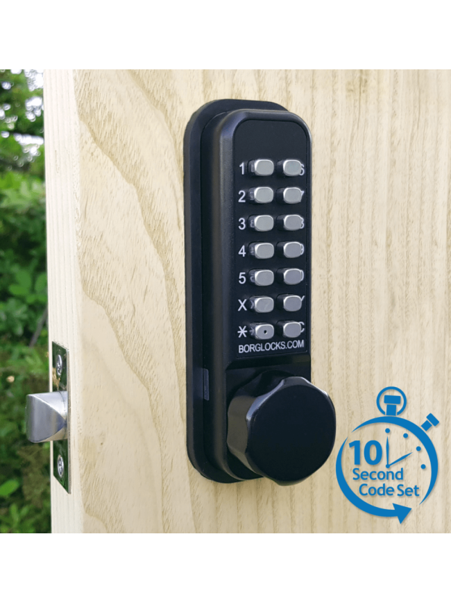 Borg BL2601 MG Pro ECP - Easicode Pro, Marine Grade Hex Knob Keypad, Inside Paddle Handle Optional Holdback, MG Pro (Black) Finish