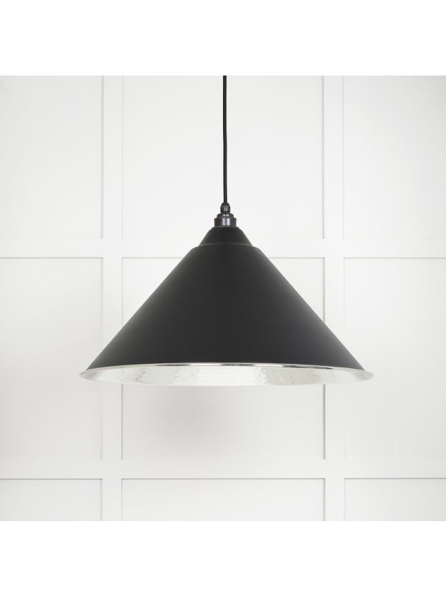 Hammered Nickel Hockley Pendant in Elan Black
