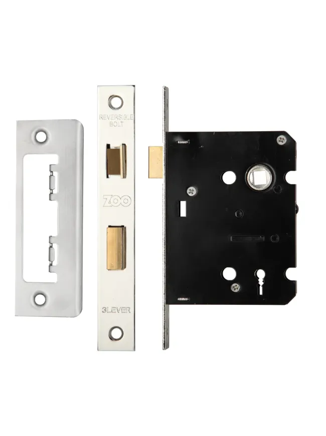 Zoo Hardware 3 Lever Sash Lock 3" - smaller case - Satin Stainless