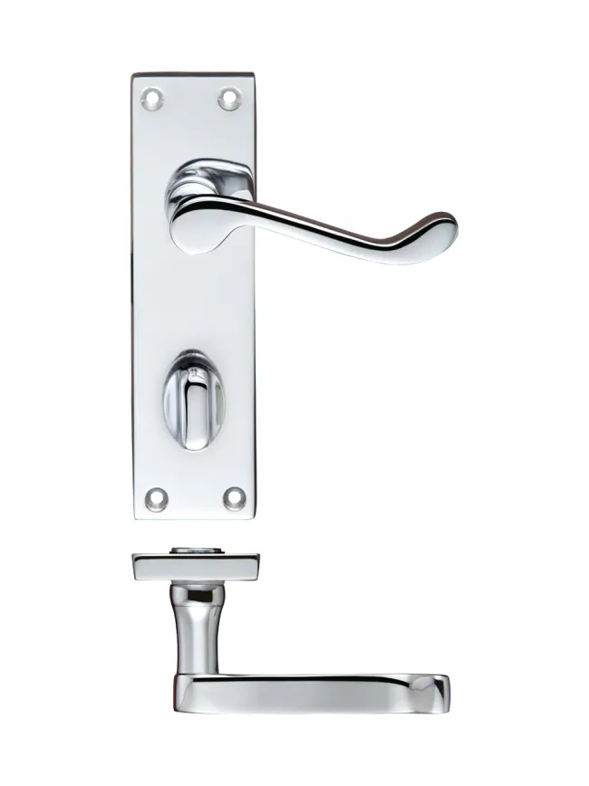 Zoo Hardware Project Victorian scroll lever on bathroom backplate -150mm x 40mm - Polished Chrome