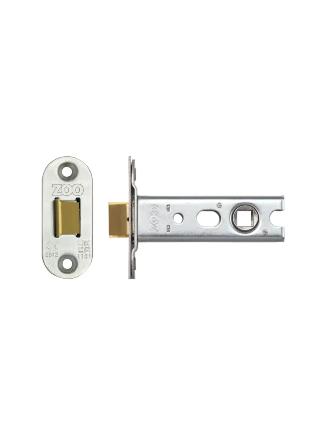 Zoo Hardware Tubular Latch (Knobs) - Architectural 45* Travel - Radius 76mm C/W SSS forend - Satin Stainless