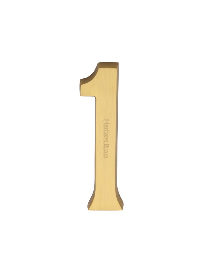 Heritage Brass Numeral 1 Concealed Fix 76mm (3") Satin Brass finish