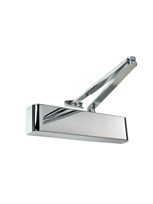 Rutland TS.5204 Door Closer, BC c/w Semi-Radius Cover, Flatbar Armset, Polished Nickel Plate