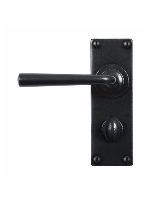 Padstow Lever Handle on Backplate (Bathroom - Left Hand) - Flat Black