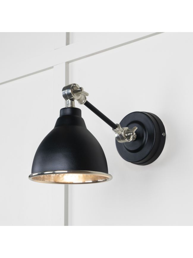 Hammered Nickel Brindley Wall Light in Elan Black