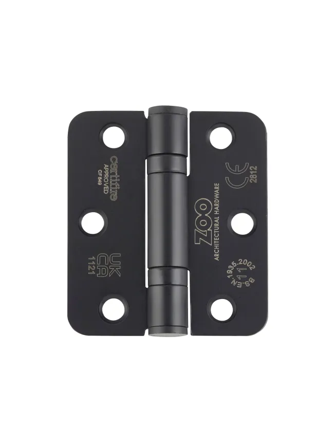 Zoo Hardware Grade 11 Ball Bearing Hinge Stainless Steel Radius - Grade 201 -76 x 67 x 2.5mm - Matt Black