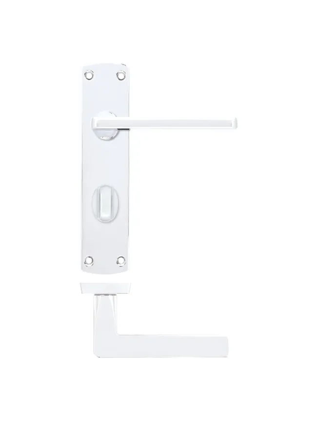Zoo Hardware Leon lever on bathroom backplate - Polished Chrome
