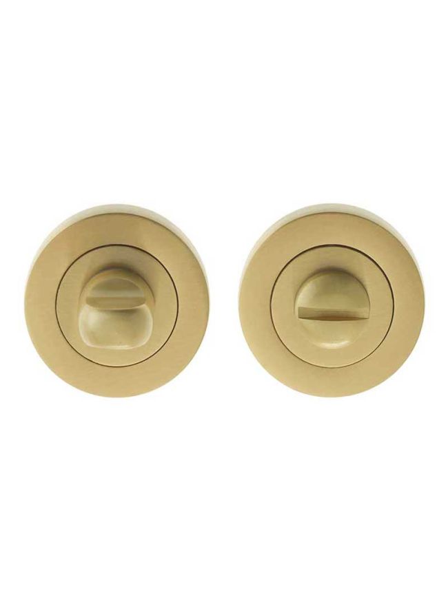 Jedo Designer Turns & Releases 50mm Round Rose no Indicator 50x10mm Satin Brass - By Frelan Hardware - JV2666SB