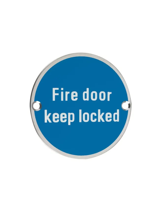 Zoo Hardware Fire Door Keep Locked - 76mm dia - Stainless Steel