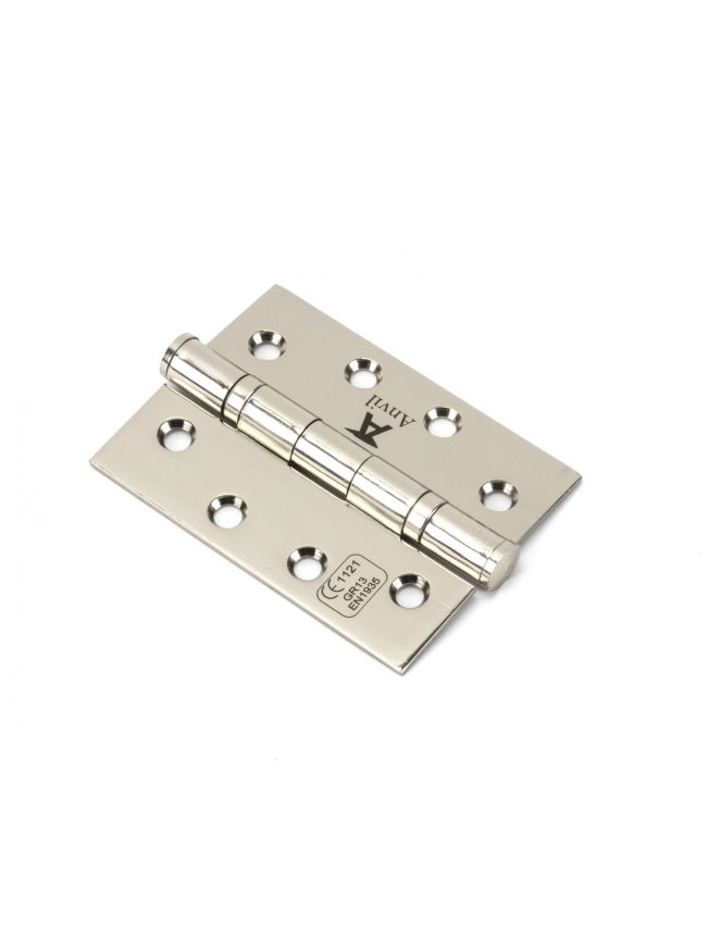 Polished Nickel 4" Ball Bearing Butt Hinge (pair) ss