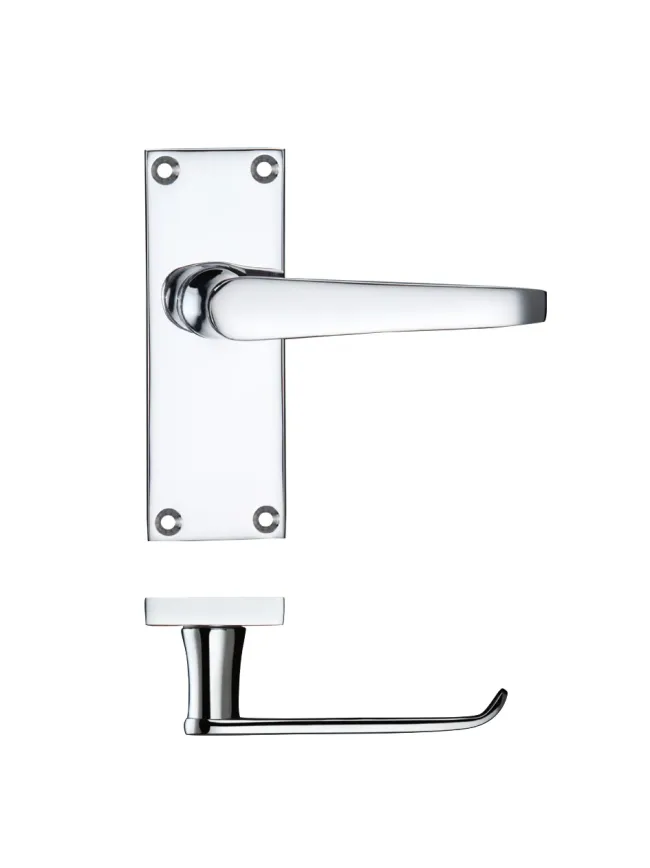 Zoo Hardware Project Victorian flat lever on latch backplate - 114 x 40mm - Polished Chrome