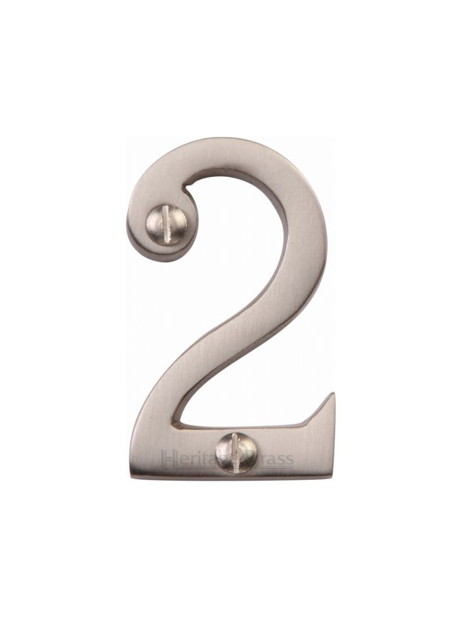 Heritage Brass Numeral 2 Face Fix 51mm (2") Satin Nickel finish