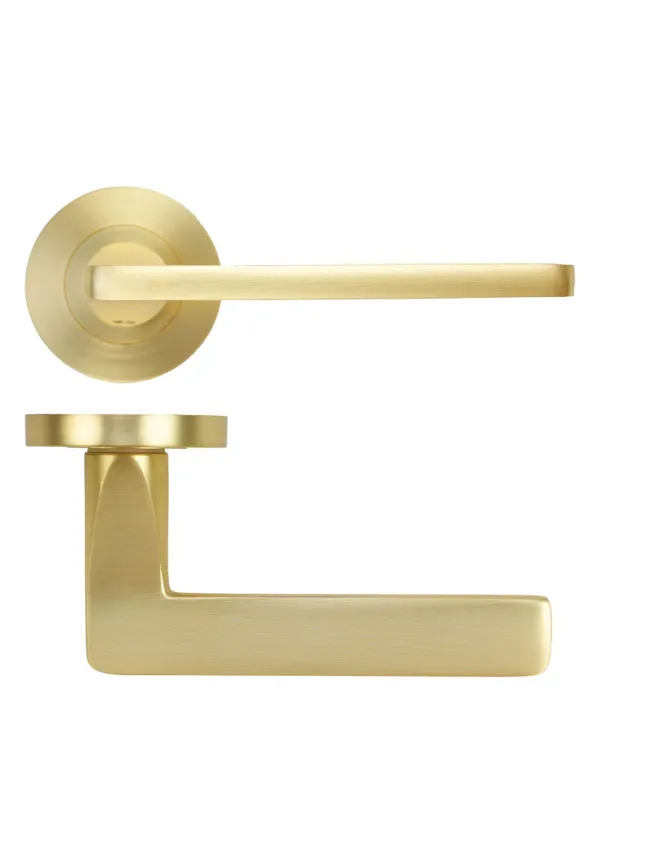Zoo Hardware Leon lever on rose - Satin Brass