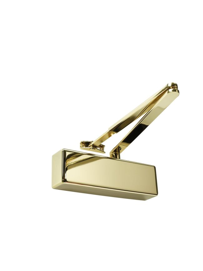 Rutland TS.3204 Door Closer, BC c/w Slim Line Cover, Flatbar Armset, Polished Brass